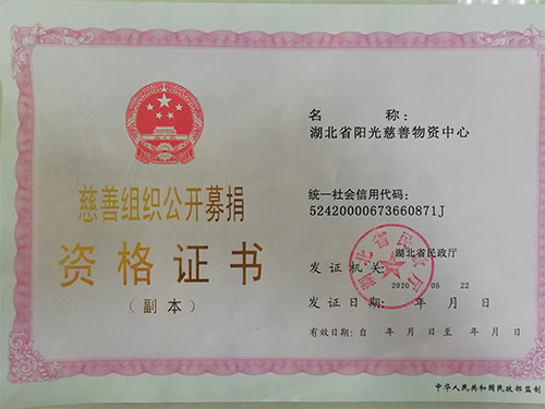 慈善组织公募资格证书